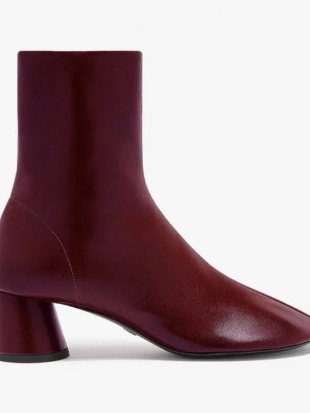 Proenza Schouler Burgundy Leather Ankle Booties Square Toe Zip EU 37